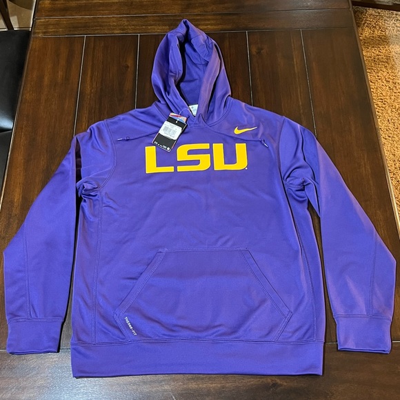 Nike Other - RARE 2013 NWT NIKE THERMA-FIT PURPLE/GOLD LSU TIGERS KO WARP HOODIE SZ MEDIUM